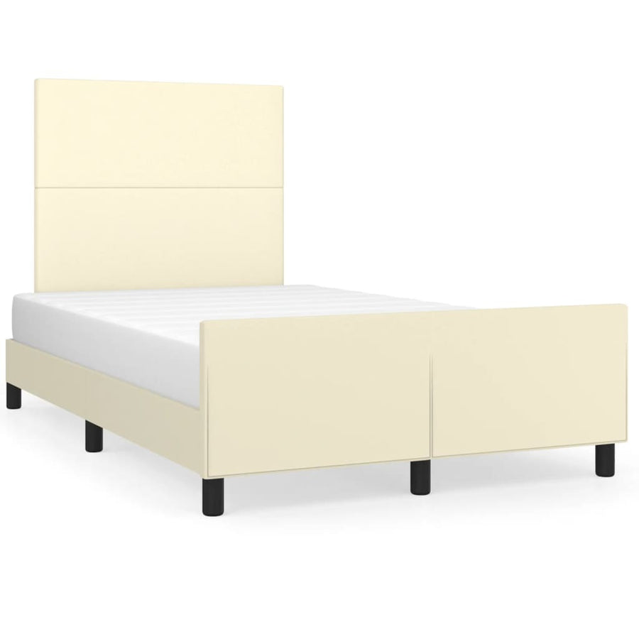 Bedframe Met Hoofdbord Kunstleer Kleurig 120 x 200 cm Crème