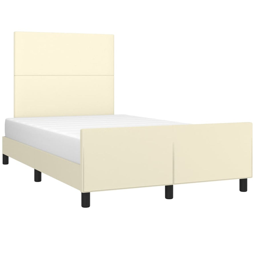 Bedframe Met Hoofdbord Kunstleer Kleurig 120 x 200 cm Crème