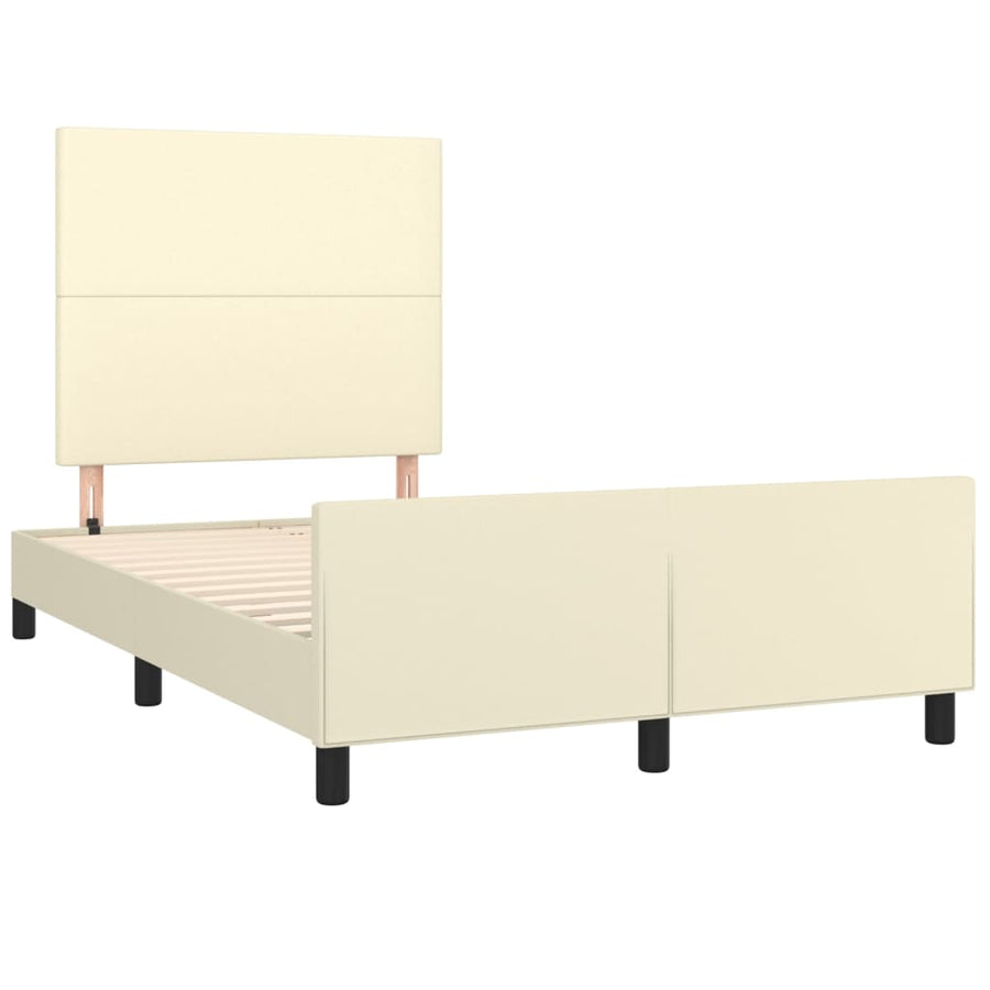 Bedframe Met Hoofdbord Kunstleer Kleurig 120 x 200 cm Crème