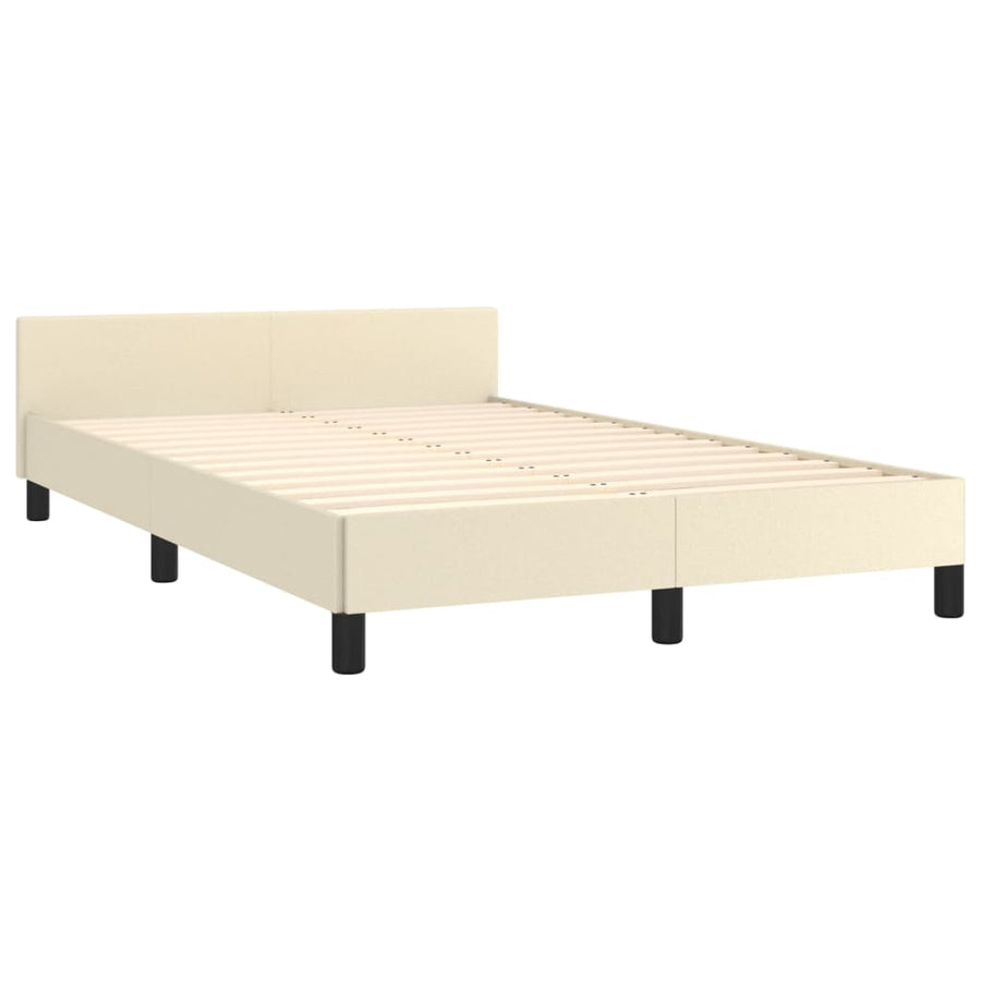 Bedframe Met Hoofdbord Kunstleer Kleurig 120 x 200 cm Crème