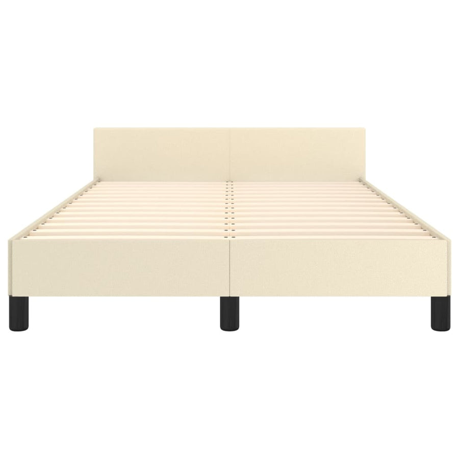 Bedframe Met Hoofdbord Kunstleer Kleurig 120 x 200 cm Crème