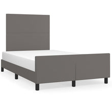 Bedframe Met Hoofdbord Kunstleer Grijs 120 x 200 cm Effen ontwerp