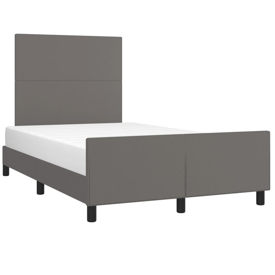 Bedframe Met Hoofdbord Kunstleer Grijs 120 x 200 cm Effen ontwerp