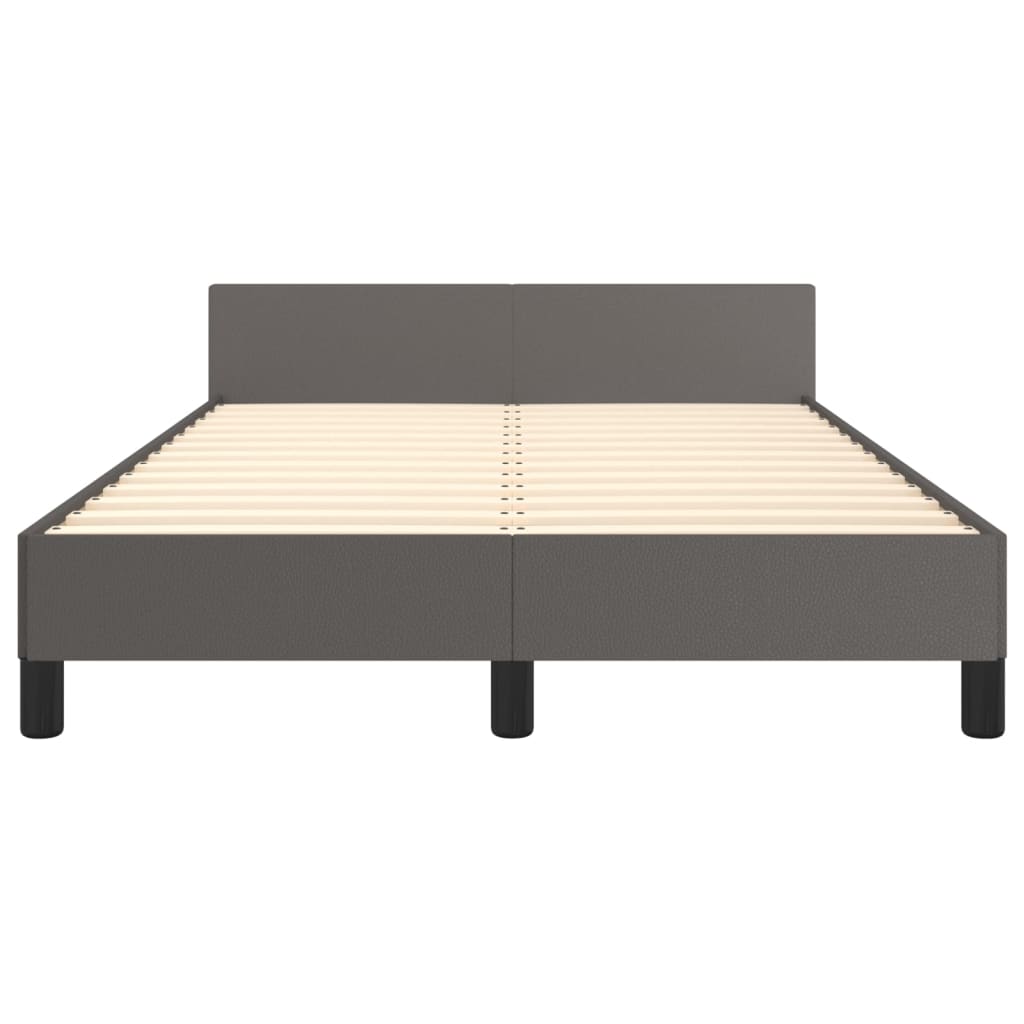 Bedframe Met Hoofdbord Kunstleer Grijs 120 x 200 cm Effen ontwerp