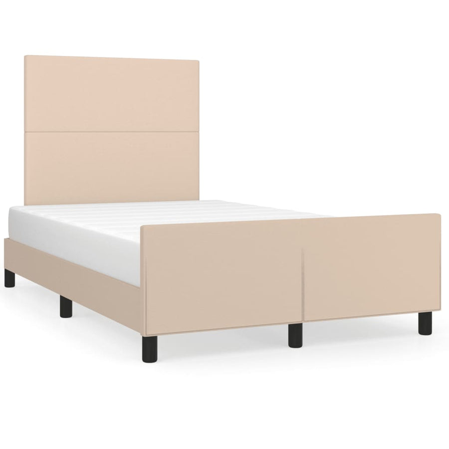 Bedframe met hoofdbord kunstleer cappuccinokleurig 120x200 cm 120 x 200 cm Effen ontwerp