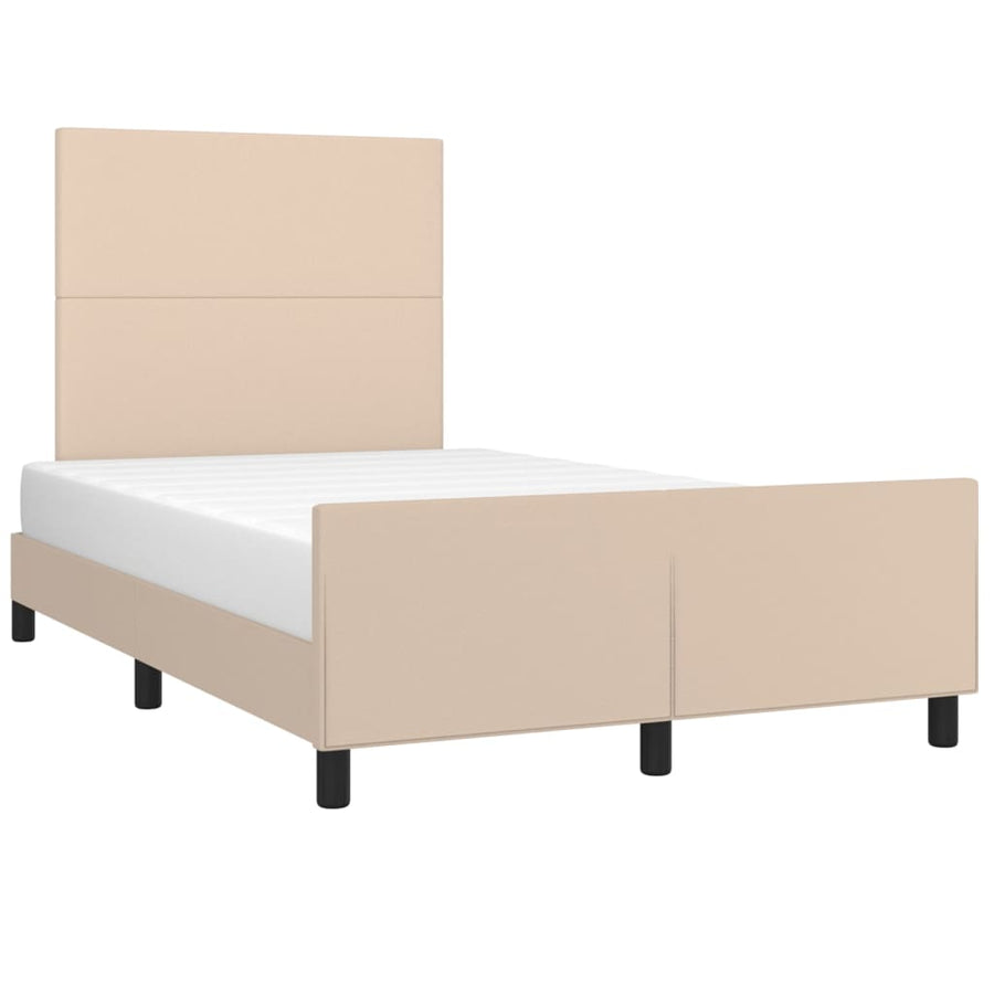 Bedframe met hoofdbord kunstleer cappuccinokleurig 120x200 cm 120 x 200 cm Effen ontwerp