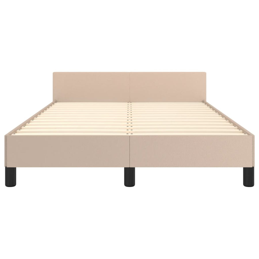 Bedframe met hoofdbord kunstleer cappuccinokleurig 120x200 cm 120 x 200 cm Effen ontwerp