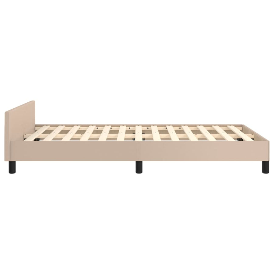 Bedframe met hoofdbord kunstleer cappuccinokleurig 120x200 cm 120 x 200 cm Effen ontwerp