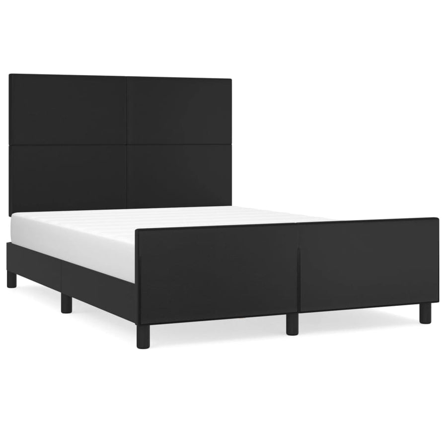Bedframe Met Hoofdeind Kunstleer Zwart 140 x 190 cm Effen ontwerp