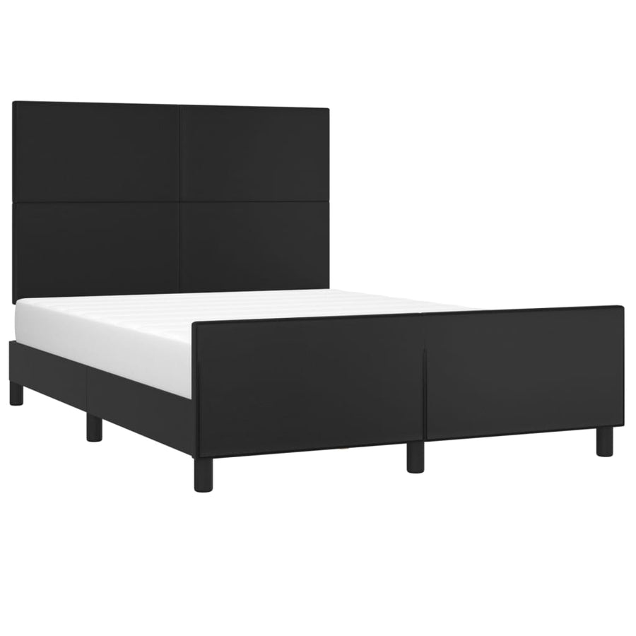 Bedframe Met Hoofdeind Kunstleer Zwart 140 x 190 cm Effen ontwerp