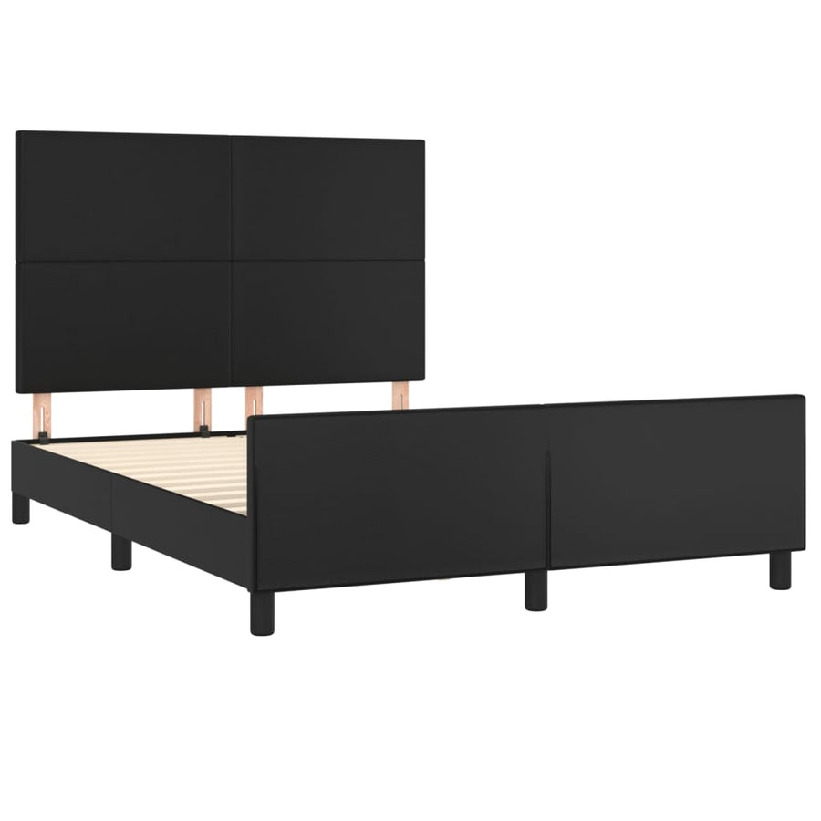 Bedframe Met Hoofdeind Kunstleer Zwart 140 x 190 cm Effen ontwerp