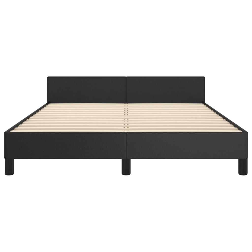 Bedframe Met Hoofdeind Kunstleer Zwart 140 x 190 cm Effen ontwerp