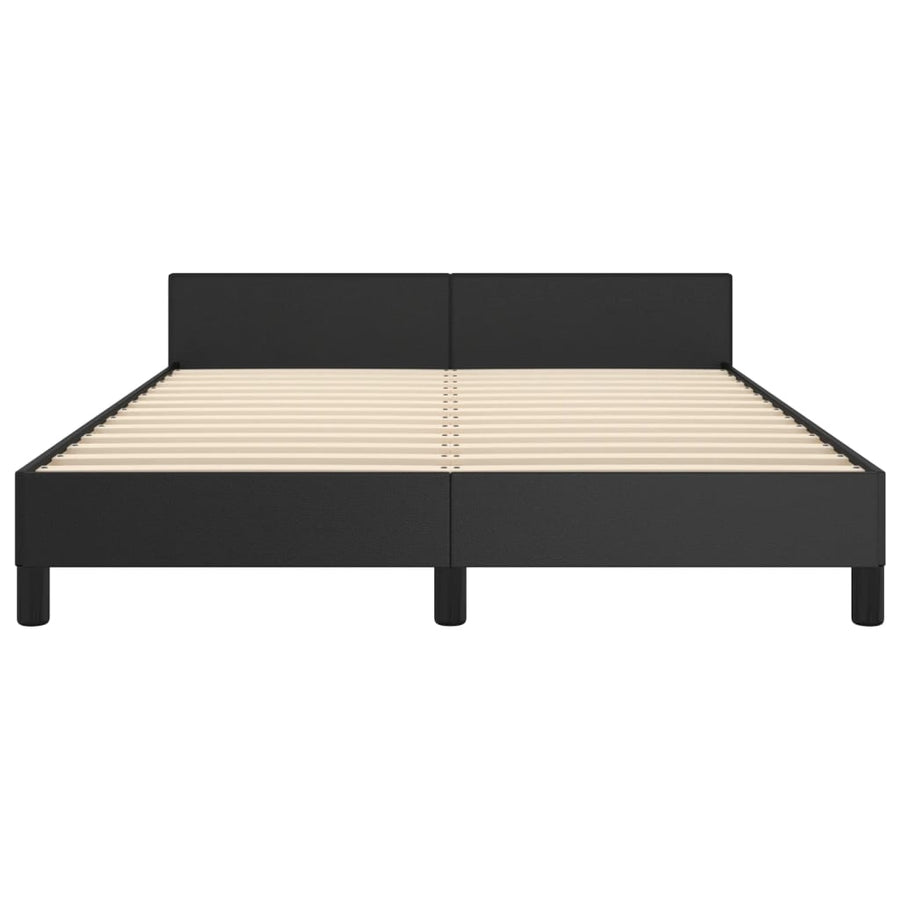 Bedframe Met Hoofdeind Kunstleer Zwart 140 x 190 cm Effen ontwerp