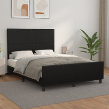 Bedframe Met Hoofdeind Kunstleer Zwart 140 x 190 cm Effen ontwerp