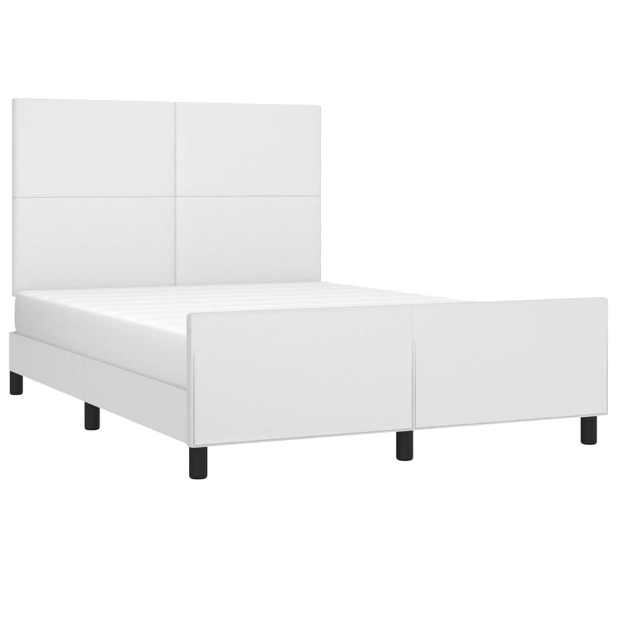 Bedframe Met Hoofdbord Kunstleer Wit 140 x 190 cm Effen ontwerp