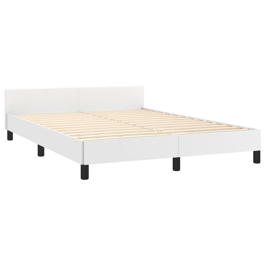 Bedframe Met Hoofdbord Kunstleer Wit 140 x 190 cm Effen ontwerp