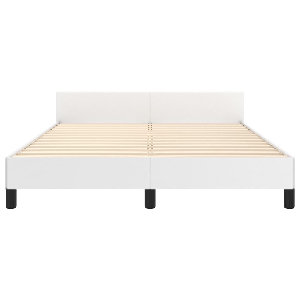 Bedframe Met Hoofdbord Kunstleer Wit 140 x 190 cm Effen ontwerp