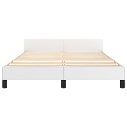 Bedframe Met Hoofdbord Kunstleer Wit 140 x 190 cm Effen ontwerp