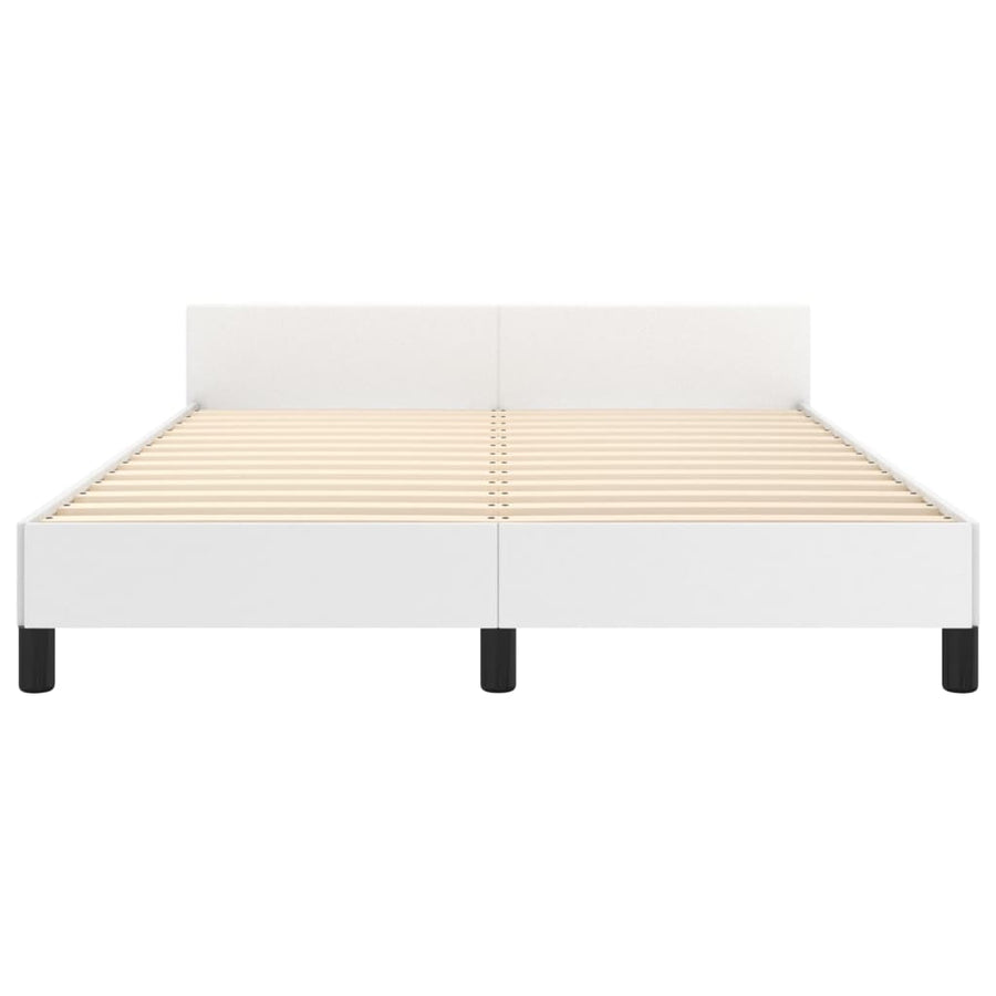 Bedframe Met Hoofdbord Kunstleer Wit 140 x 190 cm Effen ontwerp