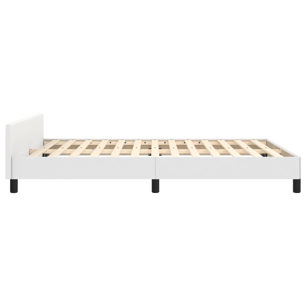 Bedframe Met Hoofdbord Kunstleer Wit 140 x 190 cm Effen ontwerp