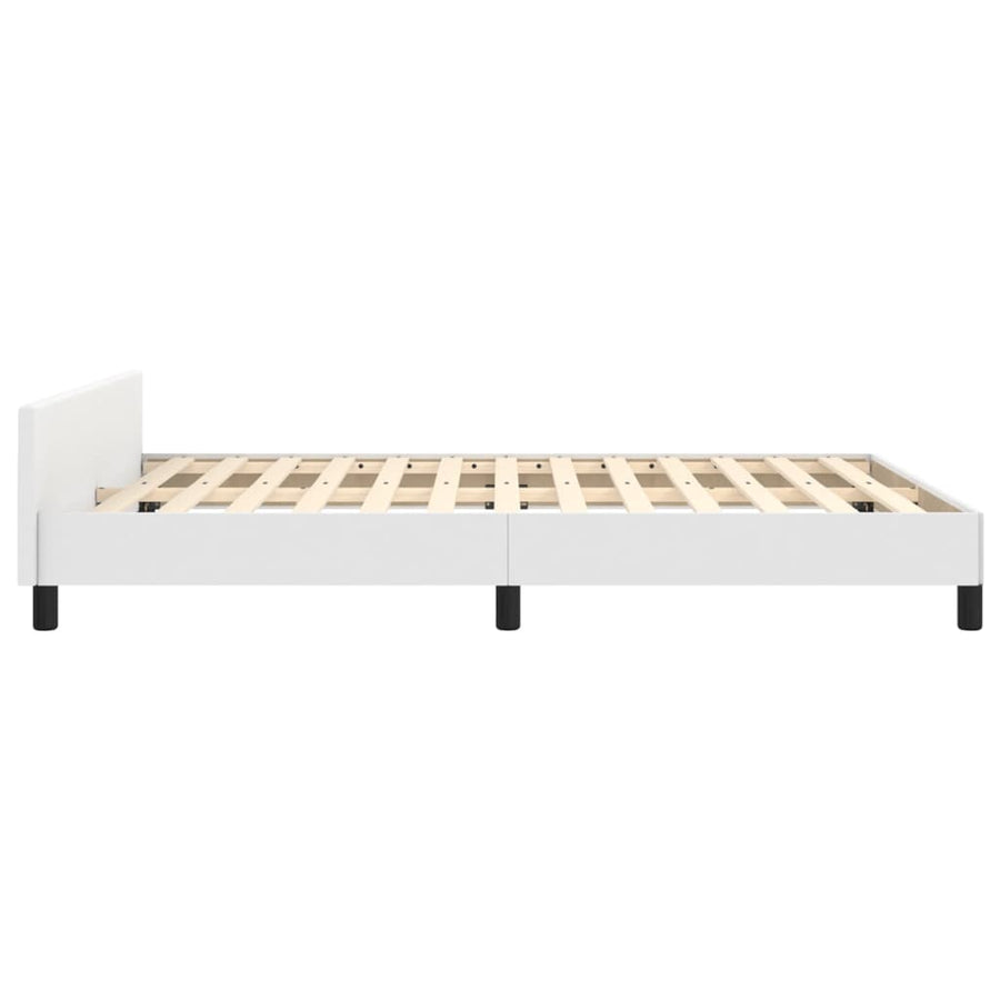 Bedframe Met Hoofdbord Kunstleer Wit 140 x 190 cm Effen ontwerp