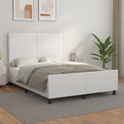 Faux leather white bed frame with headboard 140x190 cm