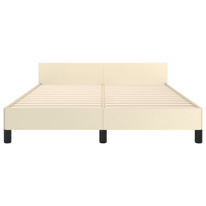Bedframe Met Hoofdbord Kunstleer Crèmekleurig 140X190 Cm 140 x 190 cm Effen ontwerp