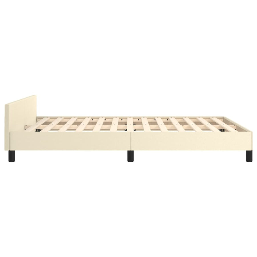 Bedframe Met Hoofdbord Kunstleer Crèmekleurig 140X190 Cm 140 x 190 cm Effen ontwerp