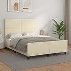 Faux Leather Cream Bed Frame with Headboard 140x190 cm