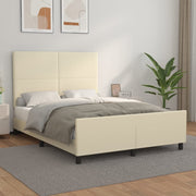 Bedframe 140x190 cm kunstleer crème met hoofdbord