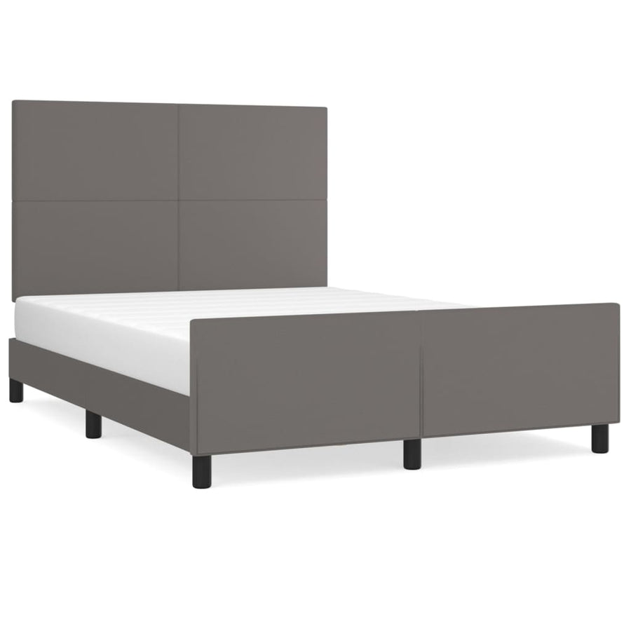 Bedframe Met Hoofdbord Kunstleer Grijs 140 x 190 cm Effen ontwerp
