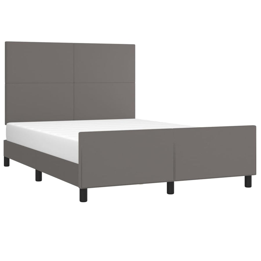 Bedframe Met Hoofdbord Kunstleer Grijs 140 x 190 cm Effen ontwerp