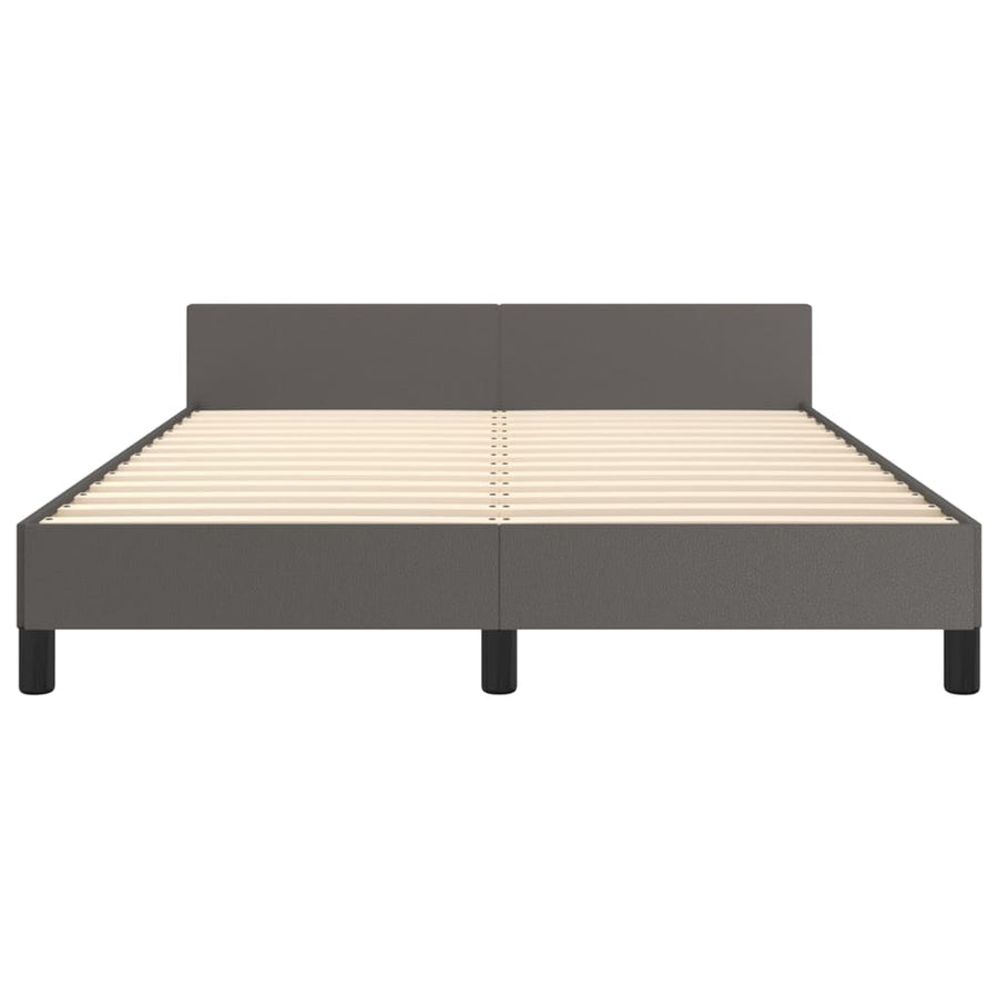 Bedframe Met Hoofdbord Kunstleer Grijs 140 x 190 cm Effen ontwerp