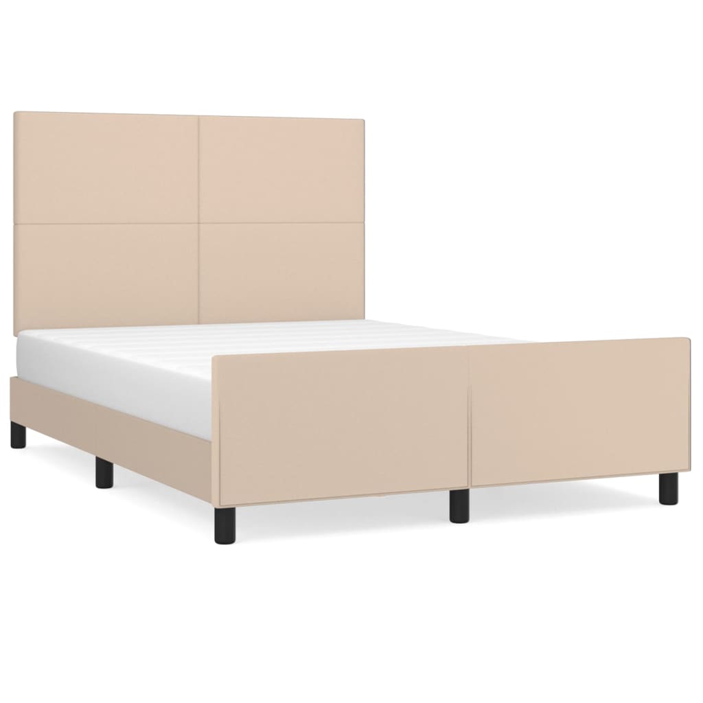 Bedframe Met Hoofdbord Kunstleer Cappucinnokleurig 140X190 Cm 140 x 190 cm Cappuccino Effen ontwerp