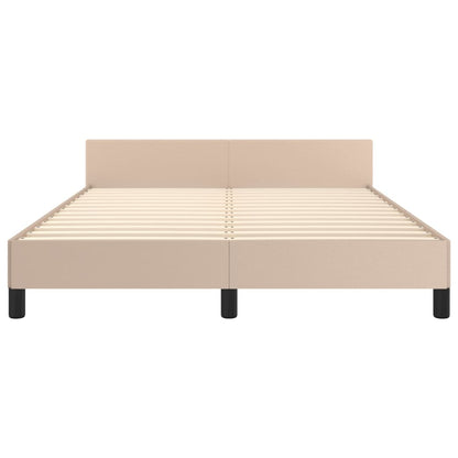 Bedframe Met Hoofdbord Kunstleer Cappucinnokleurig 140X190 Cm 140 x 190 cm Cappuccino Effen ontwerp