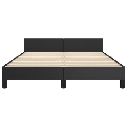 Bedframe Met Hoofdbord Kunstleer Zwart 140 x 200 cm Effen ontwerp