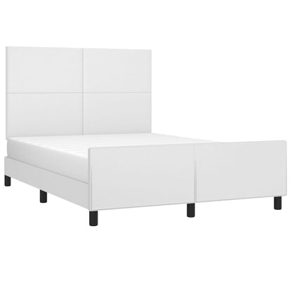 Bedframe Met Hoofdbord Kunstleer Wit 140 x 200 cm Effen ontwerp