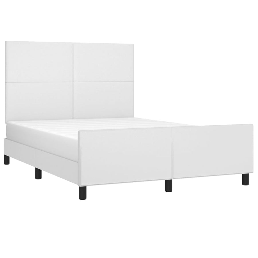 Bedframe Met Hoofdbord Kunstleer Wit 140 x 200 cm Effen ontwerp