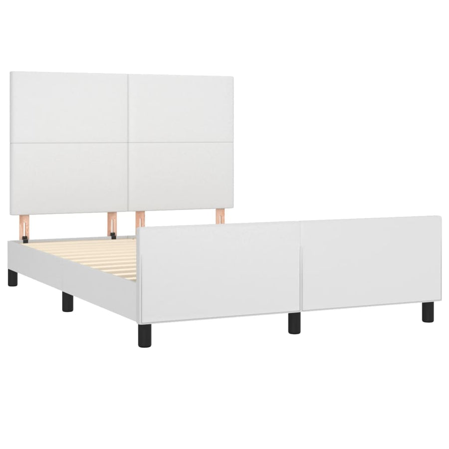 Bedframe Met Hoofdbord Kunstleer Wit 140 x 200 cm Effen ontwerp