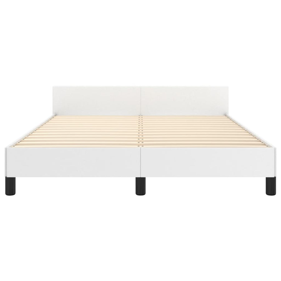 Bedframe Met Hoofdbord Kunstleer Wit 140 x 200 cm Effen ontwerp