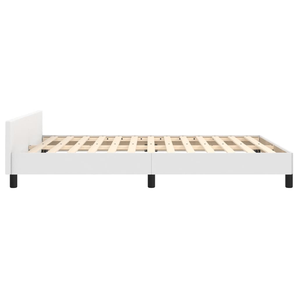 Bedframe Met Hoofdbord Kunstleer Wit 140 x 200 cm Effen ontwerp