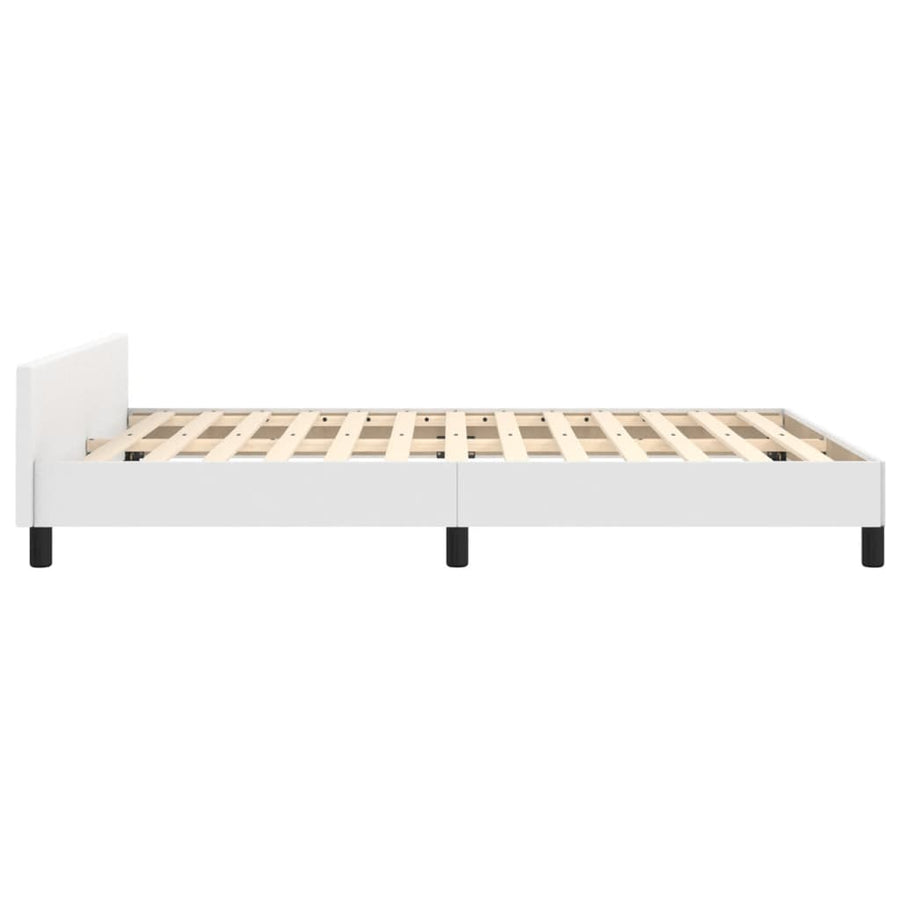Bedframe Met Hoofdbord Kunstleer Wit 140 x 200 cm Effen ontwerp