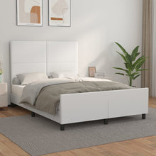 Bedframe Met Hoofdbord Kunstleer Wit 140 x 200 cm Effen ontwerp