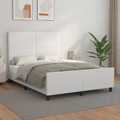 Bedframe Met Hoofdbord Kunstleer Wit 140 x 200 cm Effen ontwerp