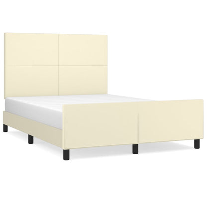 Bedframe met hoofdbord kunstleer crèmekleurig 140x200 cm