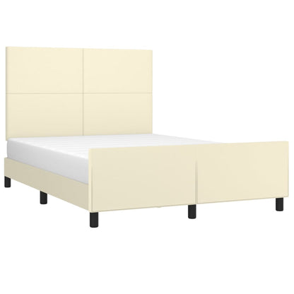 Bedframe met hoofdbord kunstleer crèmekleurig 140x200 cm
