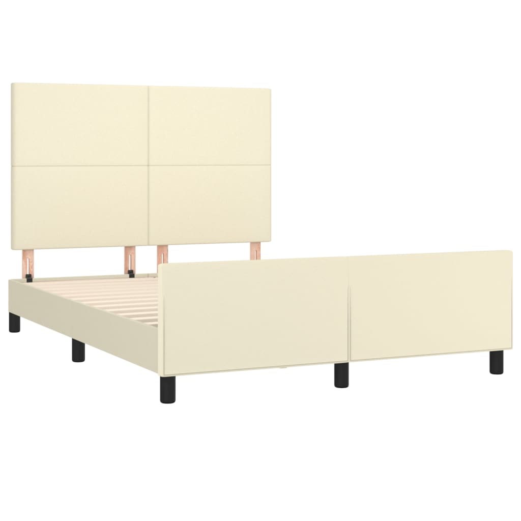 Bedframe met hoofdbord kunstleer crèmekleurig 140x200 cm