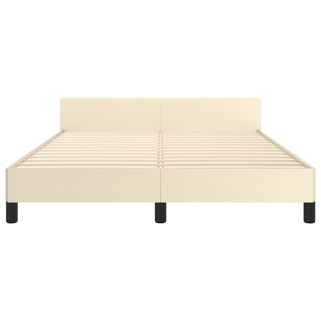 Bedframe met hoofdbord kunstleer crèmekleurig 140x200 cm