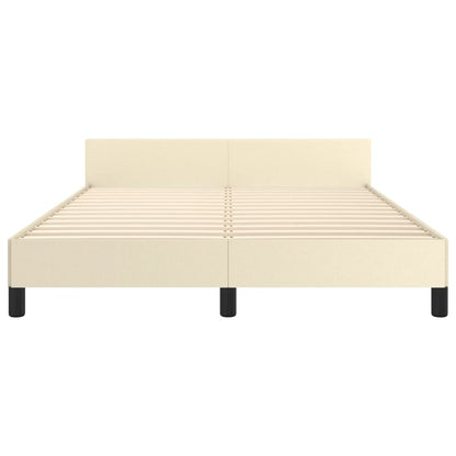 Bedframe met hoofdbord kunstleer crèmekleurig 140x200 cm