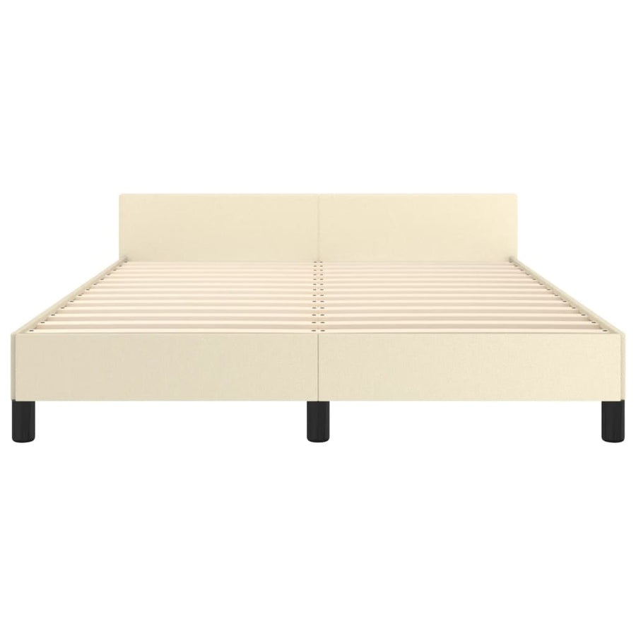 Bedframe met hoofdbord kunstleer crèmekleurig 140x200 cm